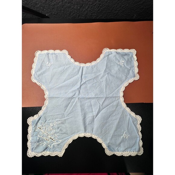 Vintage Light Blue Embroidered 15"x 15" Unique Light Blue Bread Basket Liner - Picture 1 of 9